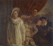 Jean-Antoine Watteau Harlequin,Pierrot and Scapin china oil painting artist